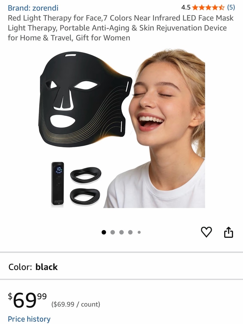 LED 7in1 Face Mask - Black